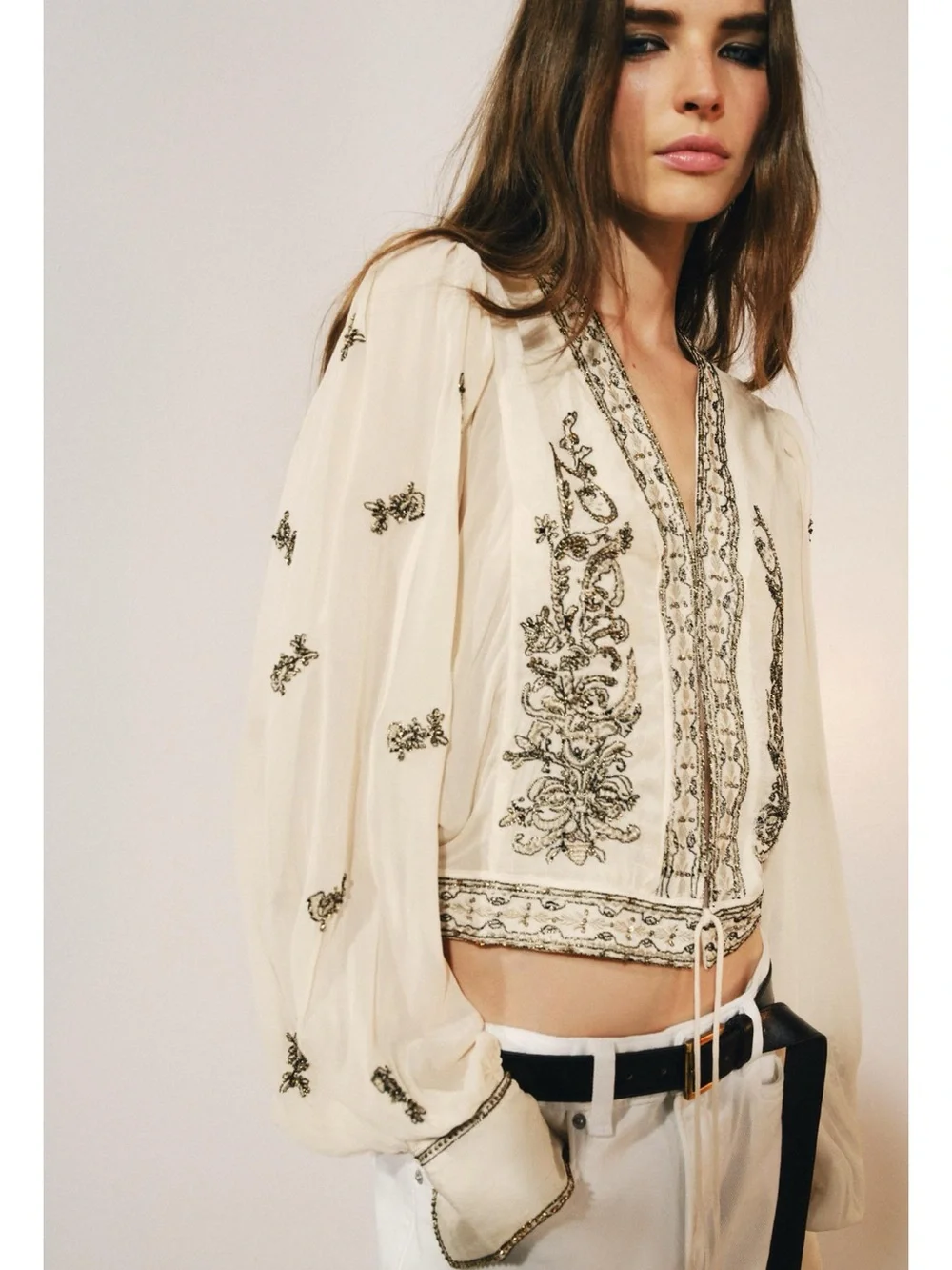 Zara BEAD EMBROIDERED BLOUSE ZW COLLECTION